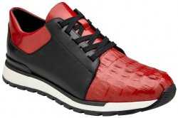Belvedere "Titan" Black / Red Genuine Crocodile / Soft Calf Casual Sneakers 33631.