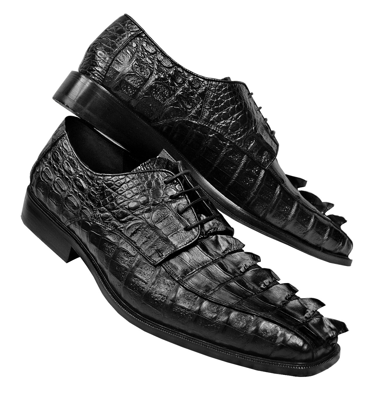 LA Exotics King Black All-Over Genuine Hornback Crocodile Tail Shoes ...